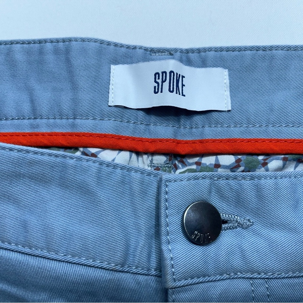 Spoke 5 Pocket Pants Mens 37x30 Powder Blue FIVES Build B Chino Button Fly - Picture 3 of 15